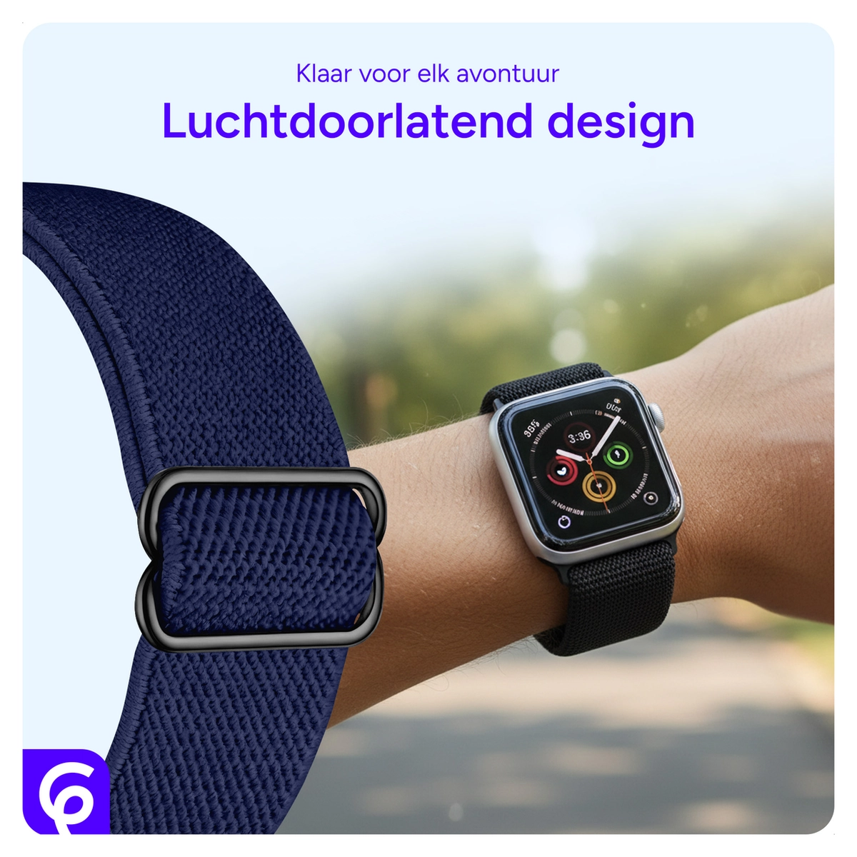 SBG Nylon Apple Watch Bandje - 1-11/SE - 38/40/41/42MM - 6-Pack Donker afbeelding 4