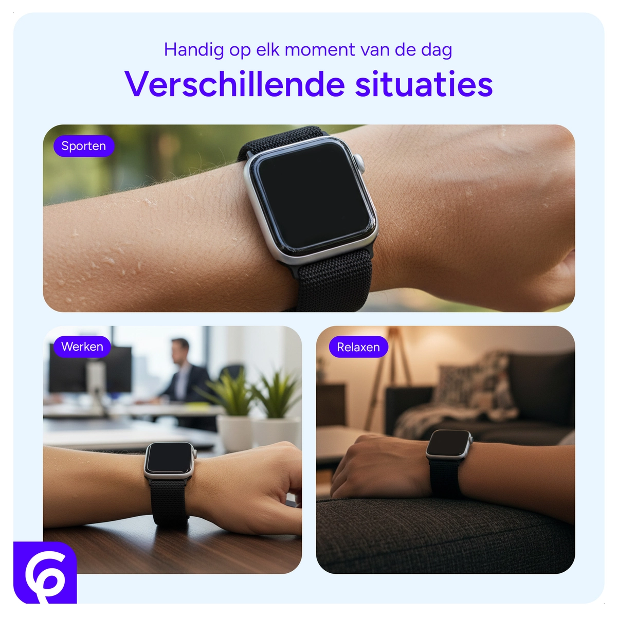 SBG Nylon Apple Watch Bandje - 1-11/SE - 38/40/41/42MM - 6-Pack Licht afbeelding 6