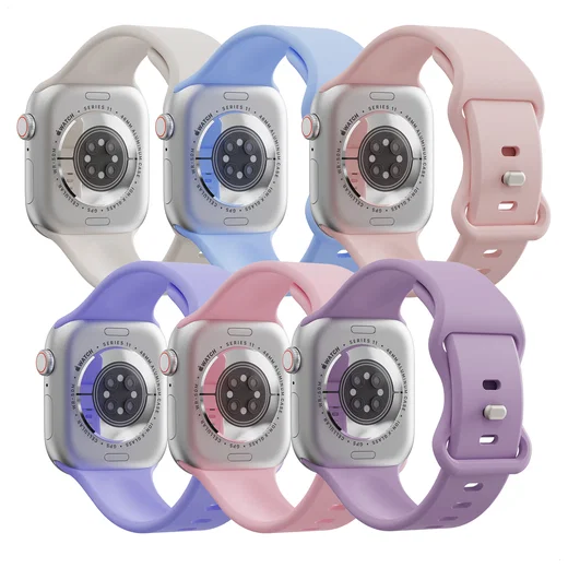 SBG Siliconen Apple Watch Bandje 1-11/SE - 38/40/41/42MM - 6-pack Licht afbeelding 1