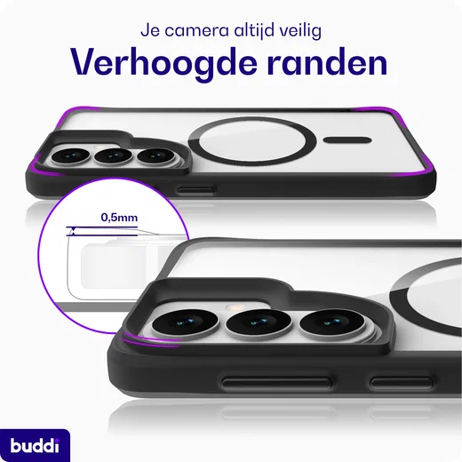 Buddi Hybrid Samsung Galaxy A57 Hoesje MagSafe Back Cover Transparant Zwart afbeelding 7