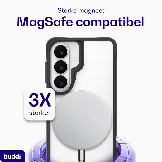 Buddi Hybrid Samsung Galaxy A57 Hoesje MagSafe Back Cover Transparant Zwart afbeelding 4