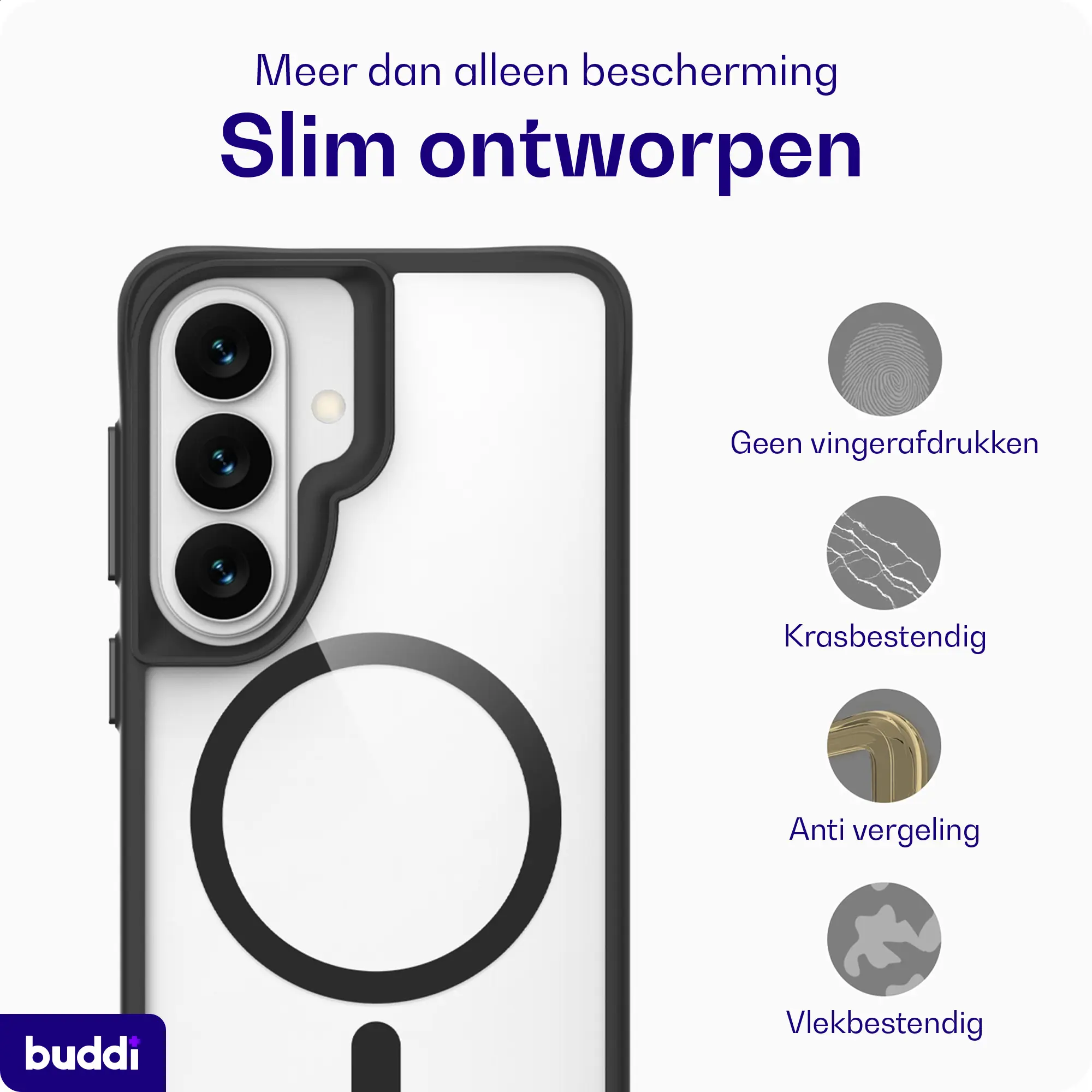 Buddi Hybrid Samsung Galaxy A57 Hoesje MagSafe Back Cover Transparant Zwart afbeelding 6