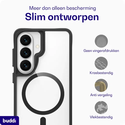 Buddi Hybrid Samsung Galaxy A57 Hoesje MagSafe Back Cover Transparant Zwart afbeelding 6