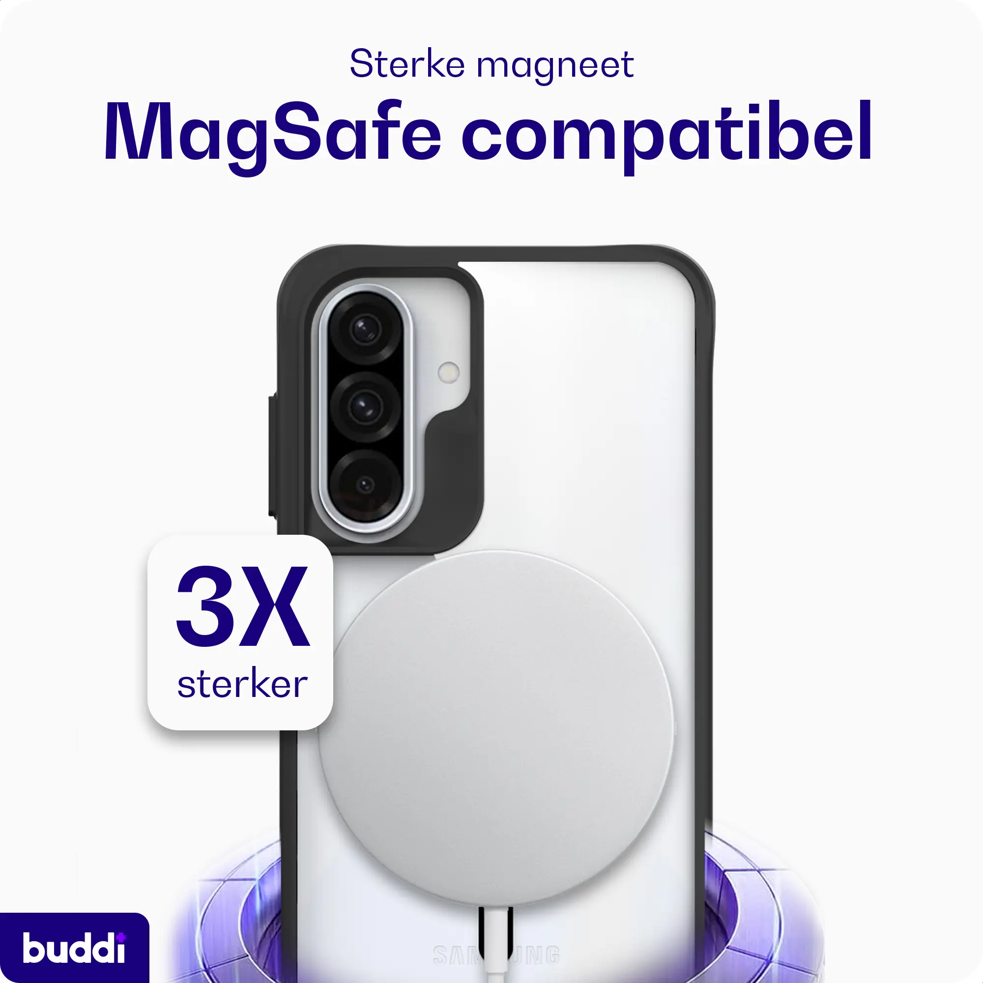 Buddi Hybrid Samsung Galaxy A37 Hoesje MagSafe Back Cover Transparant Zwart afbeelding 7