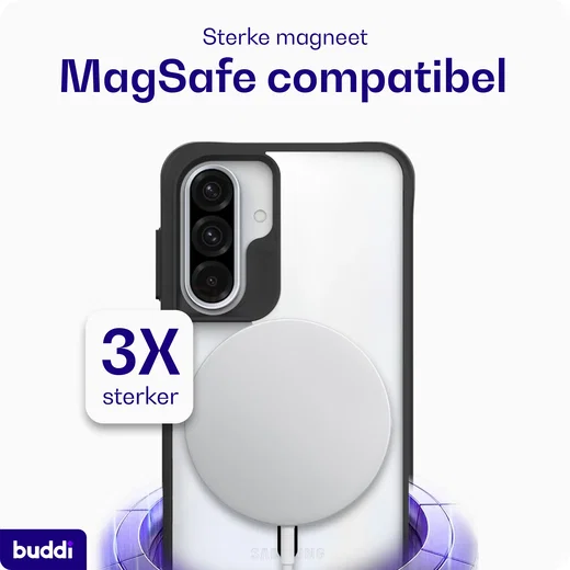 Buddi Hybrid Samsung Galaxy A37 Hoesje MagSafe Back Cover Transparant Zwart afbeelding 7