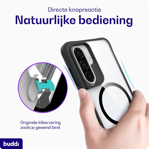 Buddi Hybrid Samsung Galaxy A37 Hoesje MagSafe Back Cover Transparant Zwart afbeelding 3