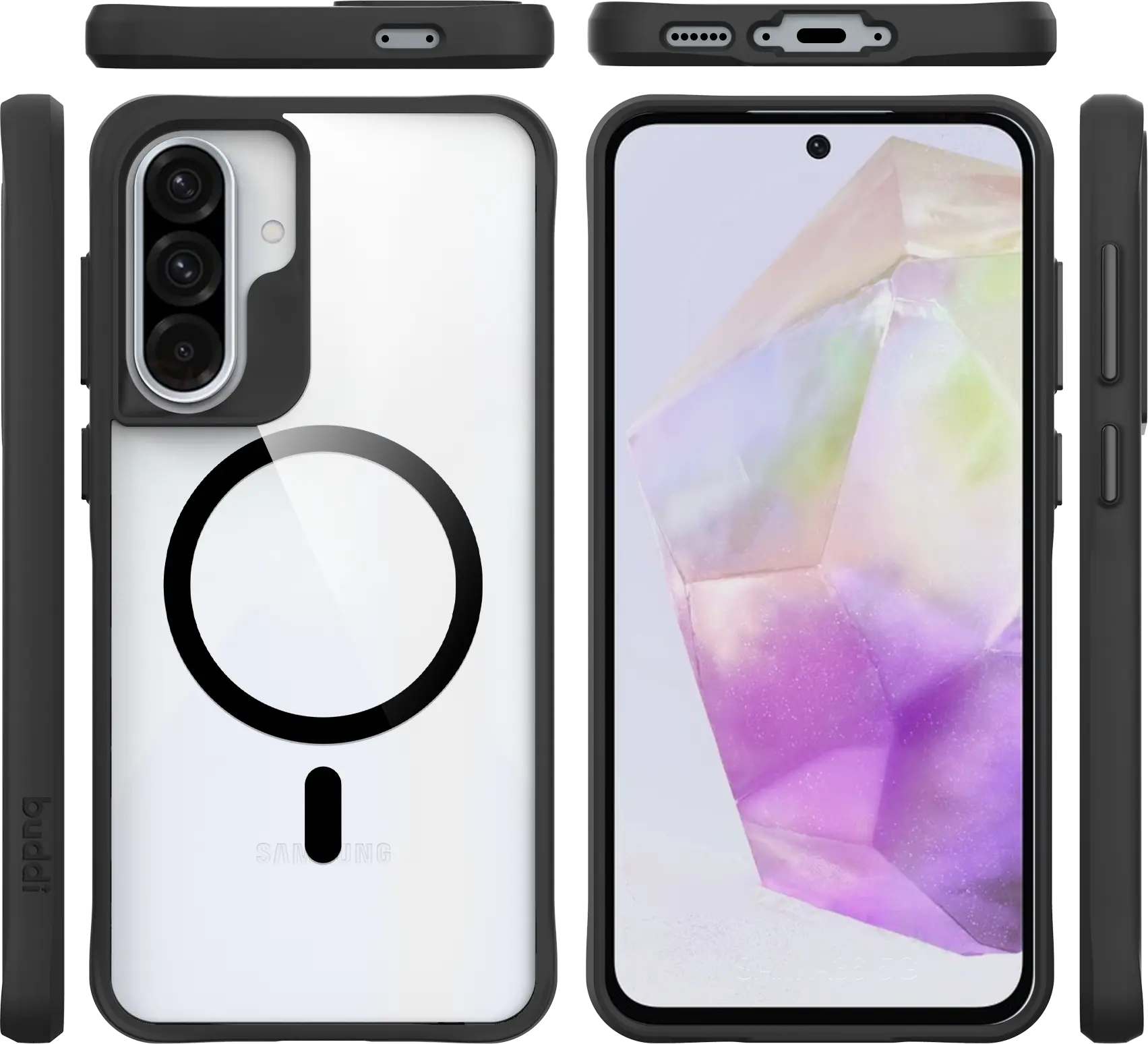 Buddi Hybrid Samsung Galaxy A37 Hoesje MagSafe Back Cover Transparant Zwart afbeelding 10