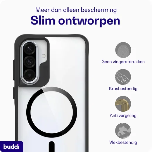 Buddi Hybrid Samsung Galaxy A37 Hoesje MagSafe Back Cover Transparant Zwart afbeelding 4