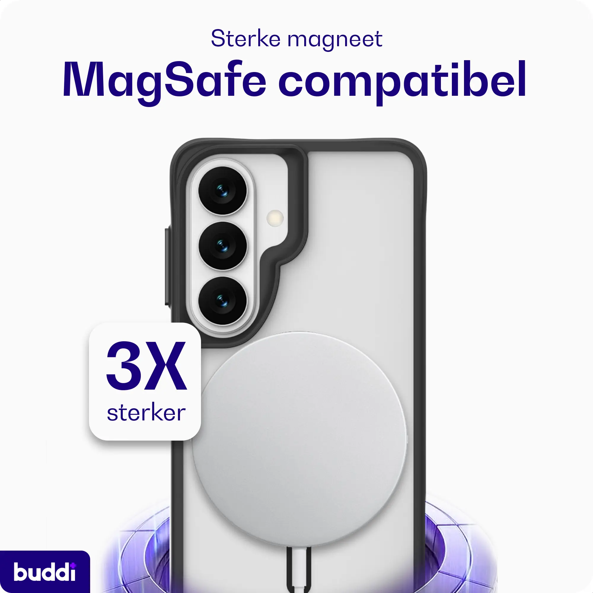 Buddi Hybrid Samsung Galaxy A57 Hoesje MagSafe Back Cover Matte Zwart afbeelding 4