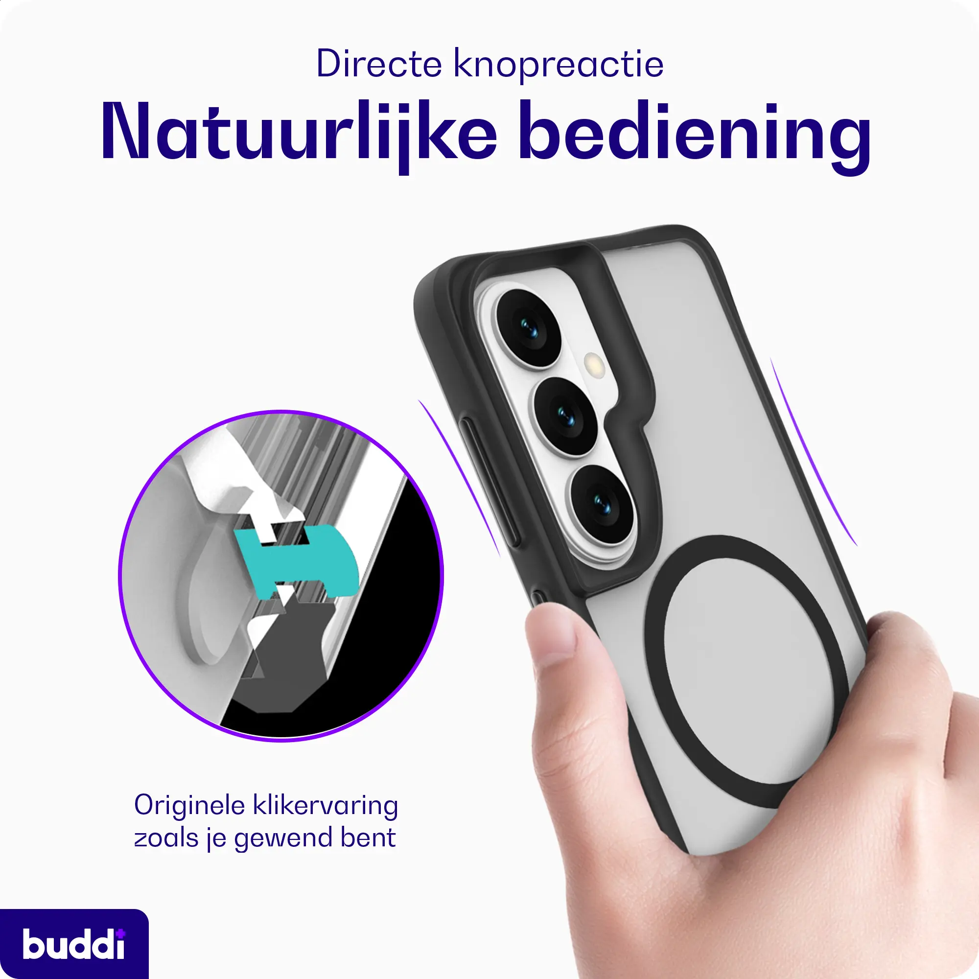 Buddi Hybrid Samsung Galaxy A57 Hoesje MagSafe Back Cover Matte Zwart afbeelding 5