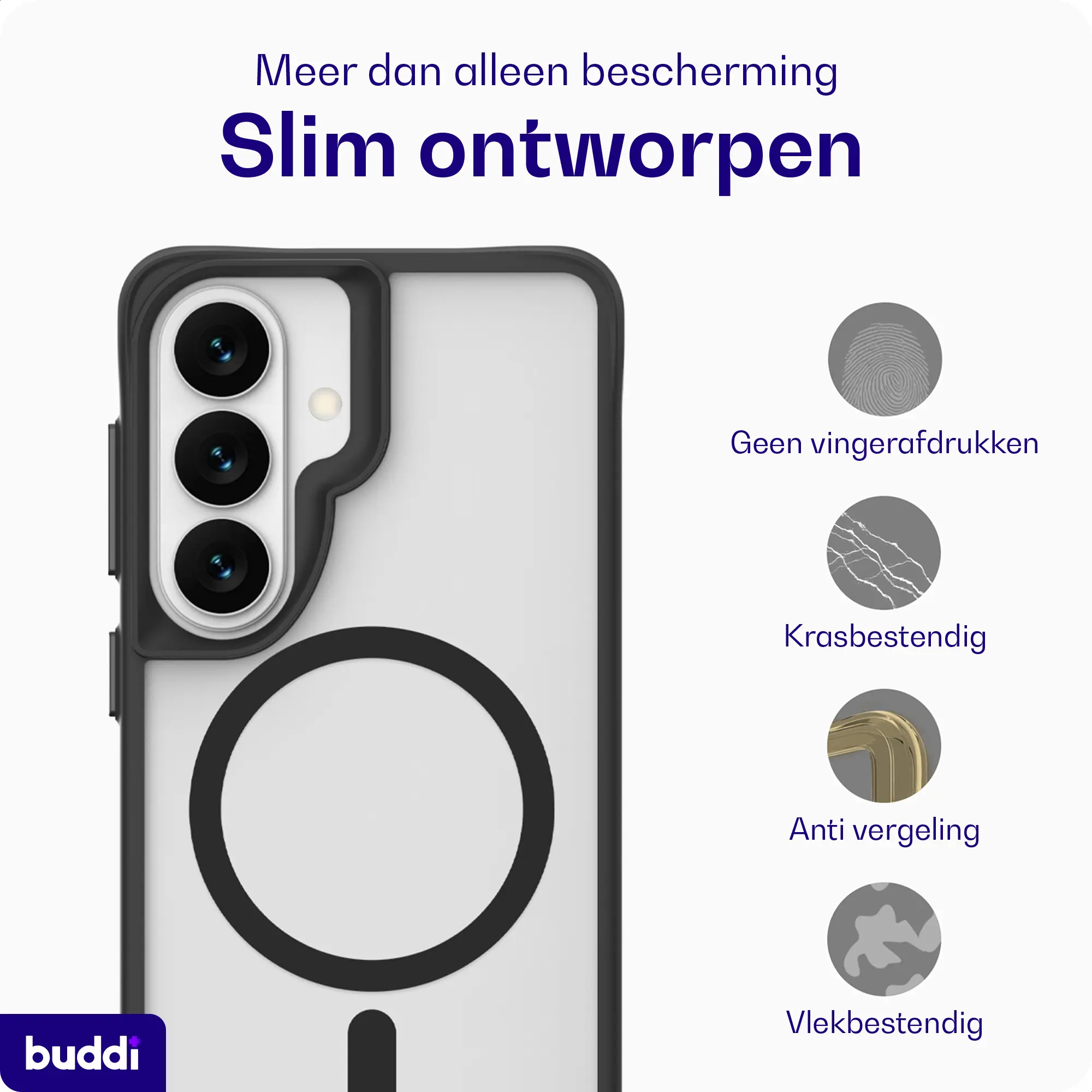 Buddi Hybrid Samsung Galaxy A57 Hoesje MagSafe Back Cover Matte Zwart afbeelding 7