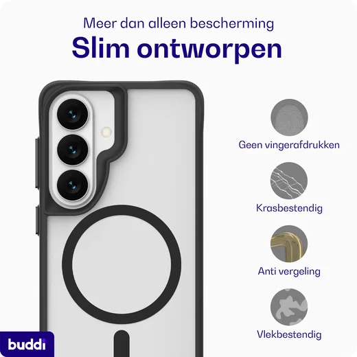 Buddi Hybrid Samsung Galaxy A57 Hoesje MagSafe Back Cover Matte Zwart afbeelding 7