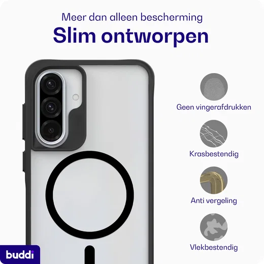 Buddi Hybrid Samsung Galaxy A37 Hoesje MagSafe Back Cover Matte Zwart afbeelding 3