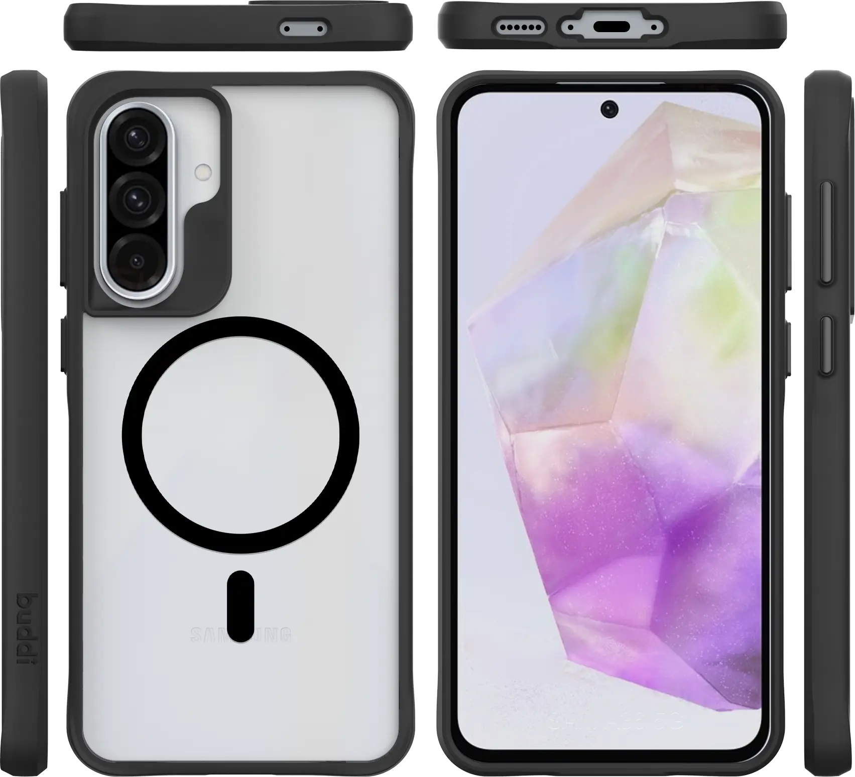 Buddi Hybrid Samsung Galaxy A37 Hoesje MagSafe Back Cover Matte Zwart afbeelding 10