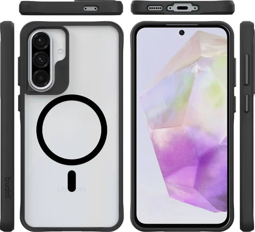 Buddi Hybrid Samsung Galaxy A37 Hoesje MagSafe Back Cover Matte Zwart afbeelding 10
