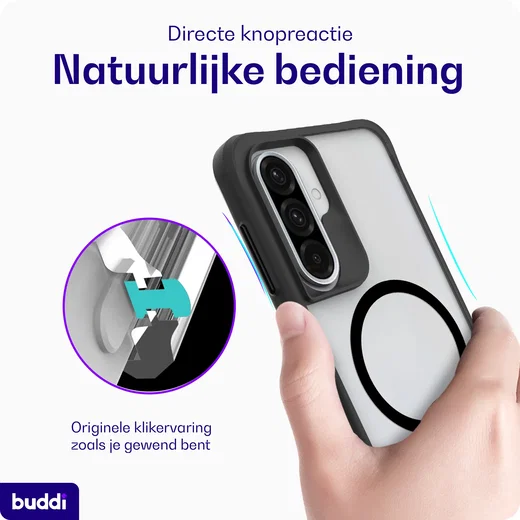 Buddi Hybrid Samsung Galaxy A37 Hoesje MagSafe Back Cover Matte Zwart afbeelding 8