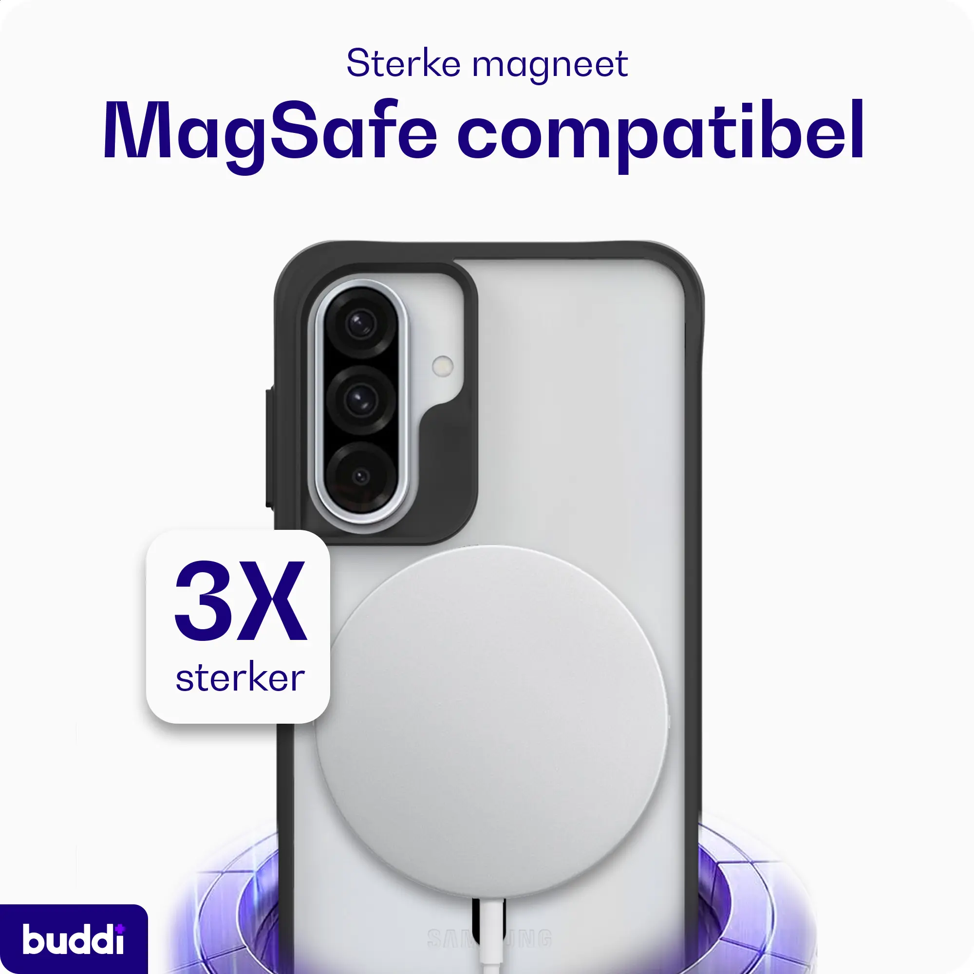 Buddi Hybrid Samsung Galaxy A37 Hoesje MagSafe Back Cover Matte Zwart afbeelding 6