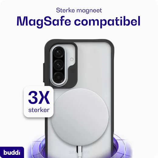 Buddi Hybrid Samsung Galaxy A37 Hoesje MagSafe Back Cover Matte Zwart afbeelding 6