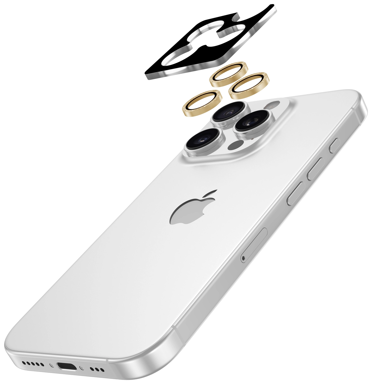 AVY iPhone 16 Pro / 16 Pro Max Camera Protector Rings Glitter Goud afbeelding 2