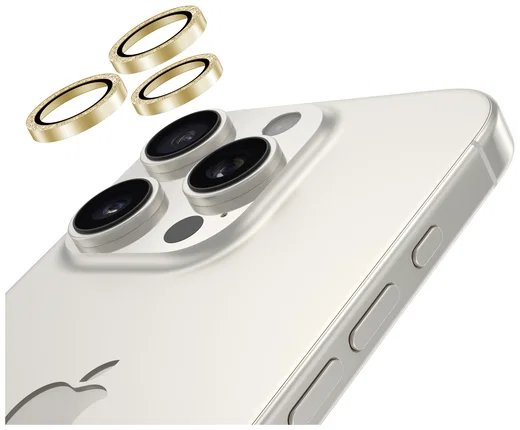 AVY iPhone 15 Pro / 15 Pro Max Camera Protector Rings Glitter Goud afbeelding 9