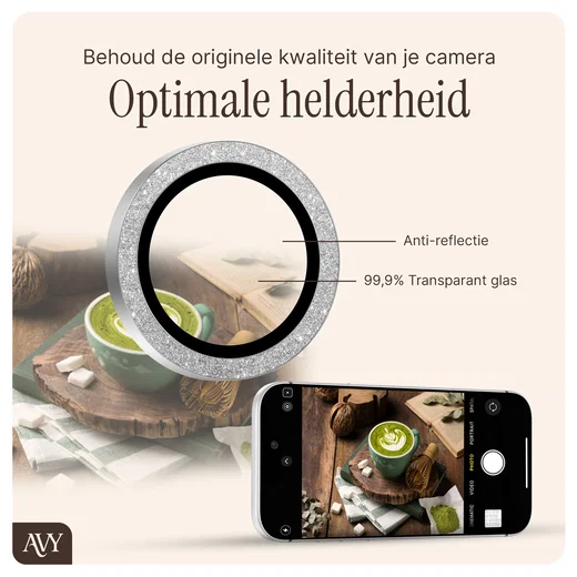 AVY iPhone 14 Pro / 14 Pro Max Camera Protector Rings Glitter Goud afbeelding 5