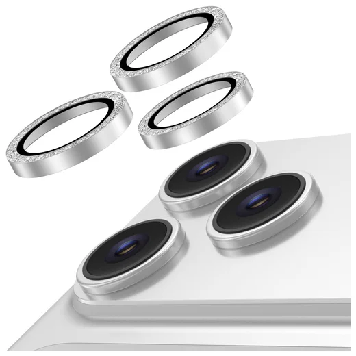AVY iPhone 17 Pro / 17 Pro Max Camera Protector Rings Glitter Zilver afbeelding 1