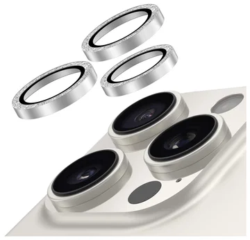 AVY iPhone 15 Pro / 15 Pro Max Camera Protector Rings Glitter Zilver
