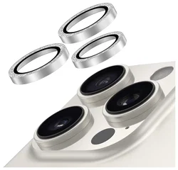AVY iPhone 15 Pro / 15 Pro Max Camera Protector Rings Glitter Zilver afbeelding