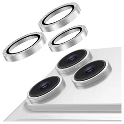 AVY iPhone 14 Pro / 14 Pro Max Camera Protector Rings Glitter Zilver afbeelding