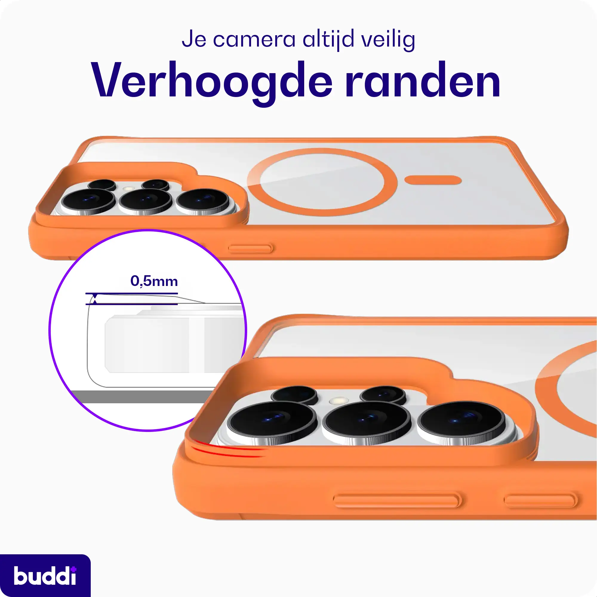 Buddi Hybrid Samsung S26 Ultra Hoesje MagSafe Back Cover Transparant Oranje afbeelding 6