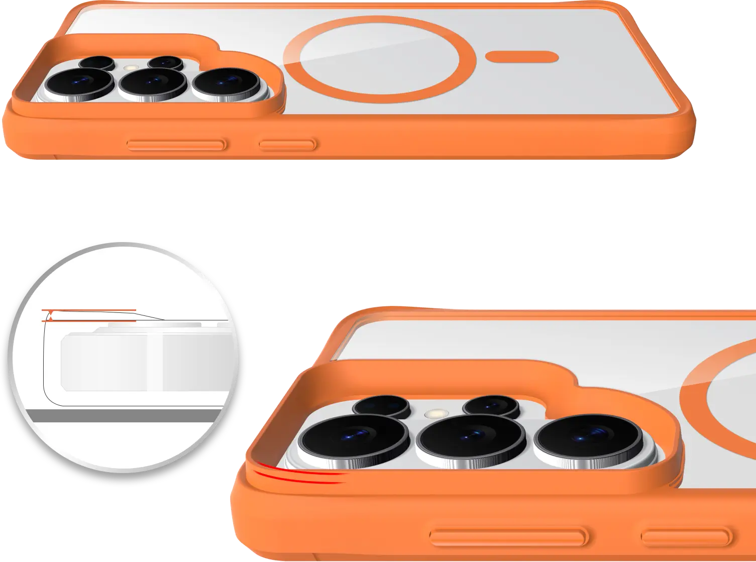 Buddi Hybrid Samsung S26 Ultra Hoesje MagSafe Back Cover Transparant Oranje afbeelding 9