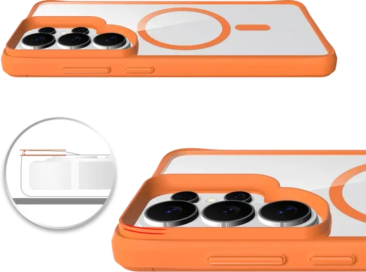 Buddi Hybrid Samsung S26 Ultra Hoesje MagSafe Back Cover Transparant Oranje afbeelding 9