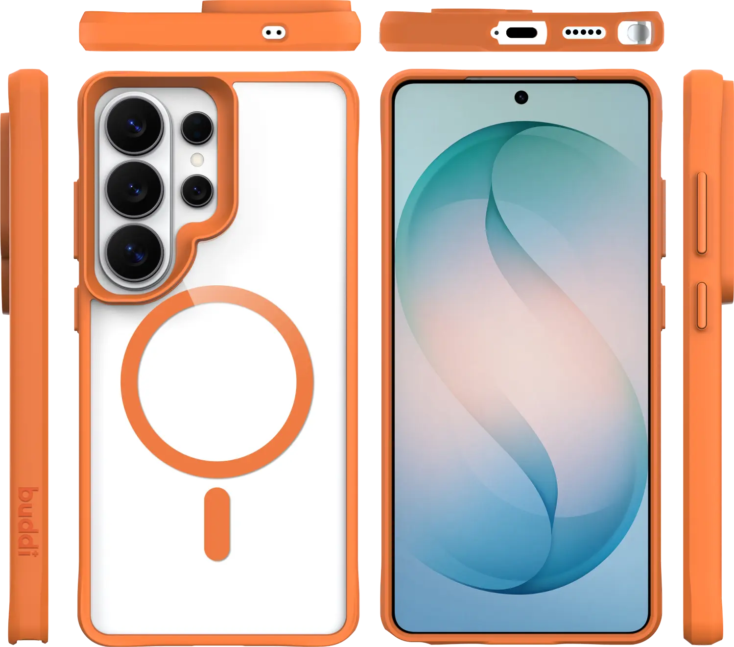 Buddi Hybrid Samsung S26 Ultra Hoesje MagSafe Back Cover Transparant Oranje afbeelding 10