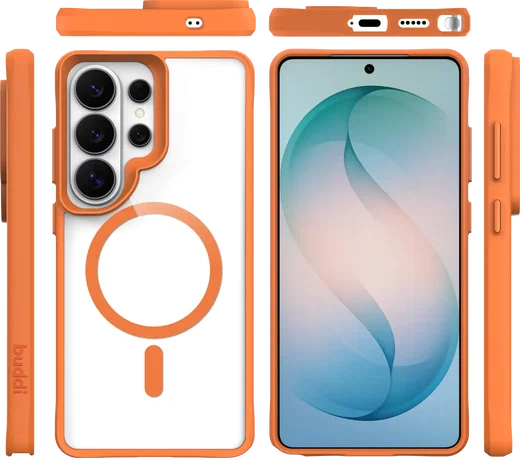 Buddi Hybrid Samsung S26 Ultra Hoesje MagSafe Back Cover Transparant Oranje afbeelding 10