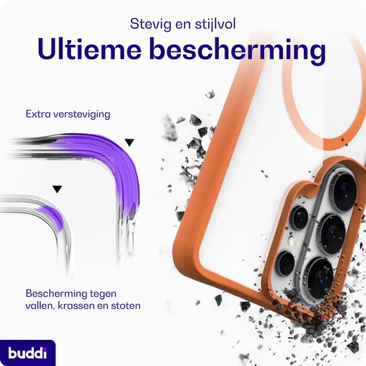 Buddi Hybrid Samsung S26 Ultra Hoesje MagSafe Back Cover Transparant Oranje afbeelding 2
