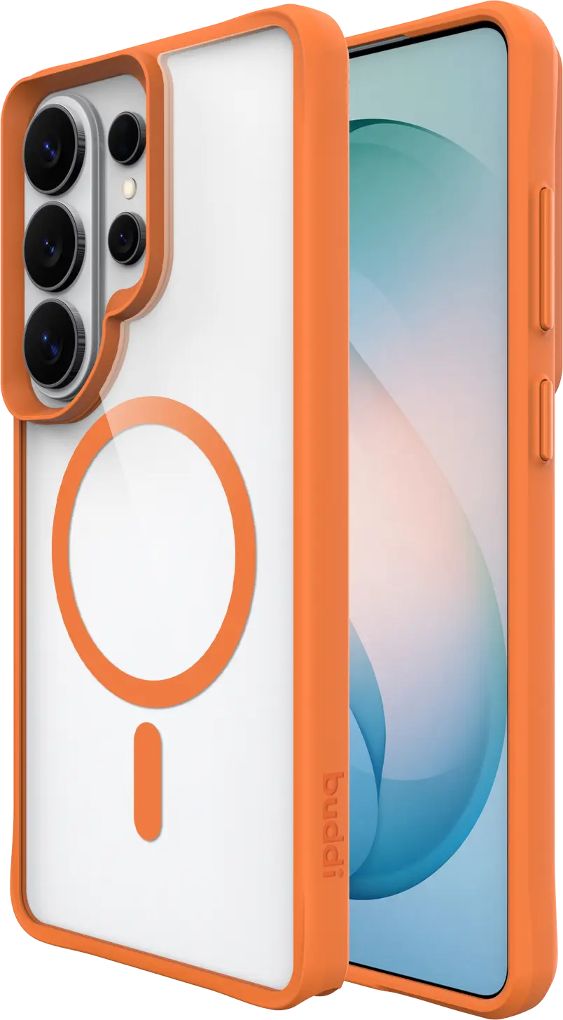 Buddi Hybrid Samsung S26 Ultra Hoesje MagSafe Back Cover Transparant Oranje afbeelding 1