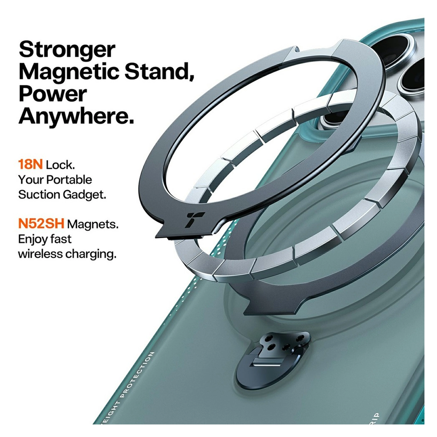 TORRAS Ostand Q3 Air Apple iPhone 17 Pro Hoesje MagSafe 360° Kickstand Groen afbeelding 6