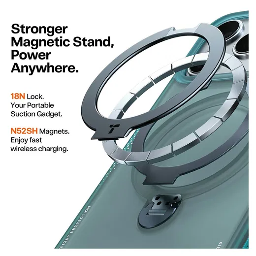 TORRAS Ostand Q3 Air Apple iPhone 17 Pro Hoesje MagSafe 360° Kickstand Groen afbeelding 6