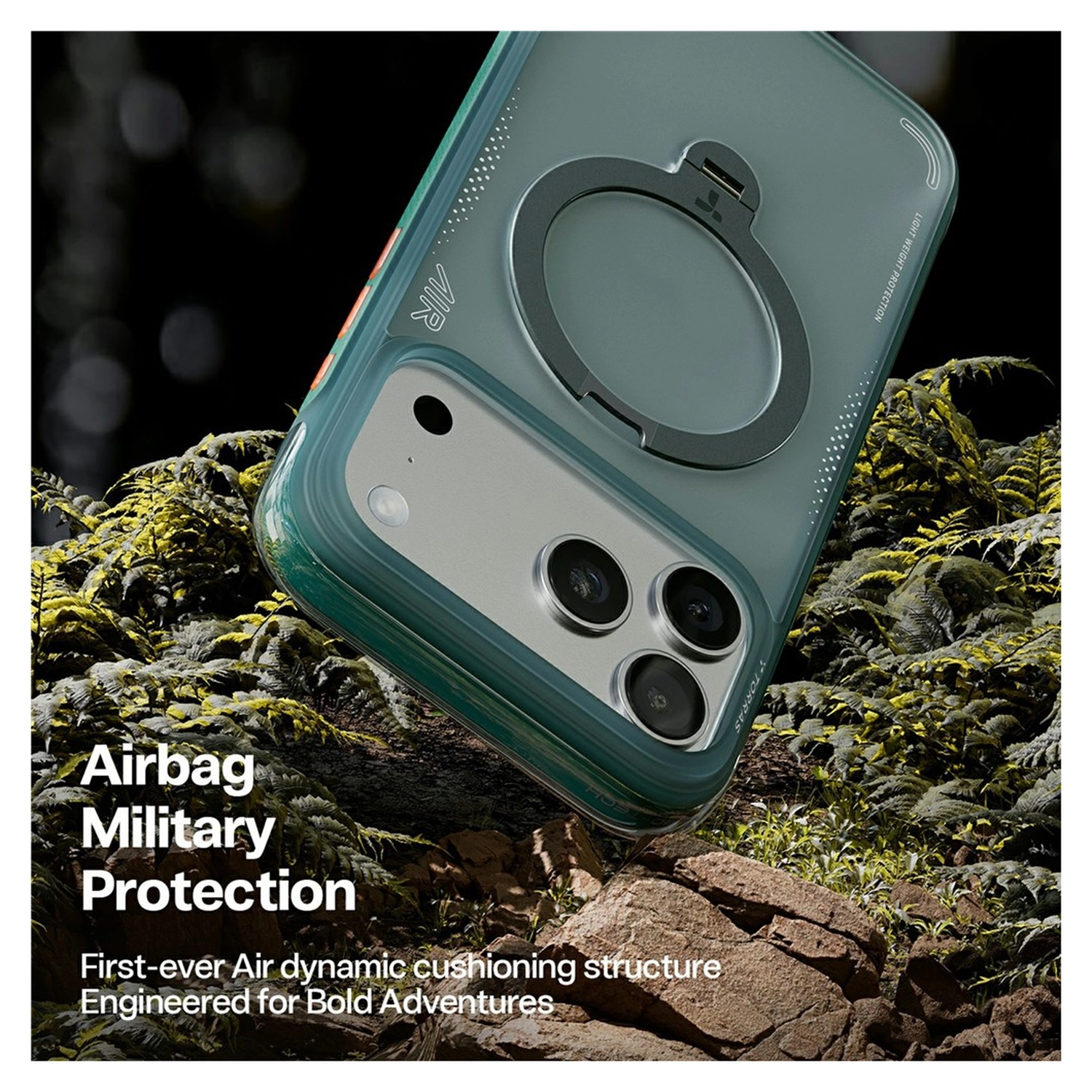 TORRAS Ostand Q3 Air Apple iPhone 17 Pro Hoesje MagSafe 360° Kickstand Groen afbeelding 7