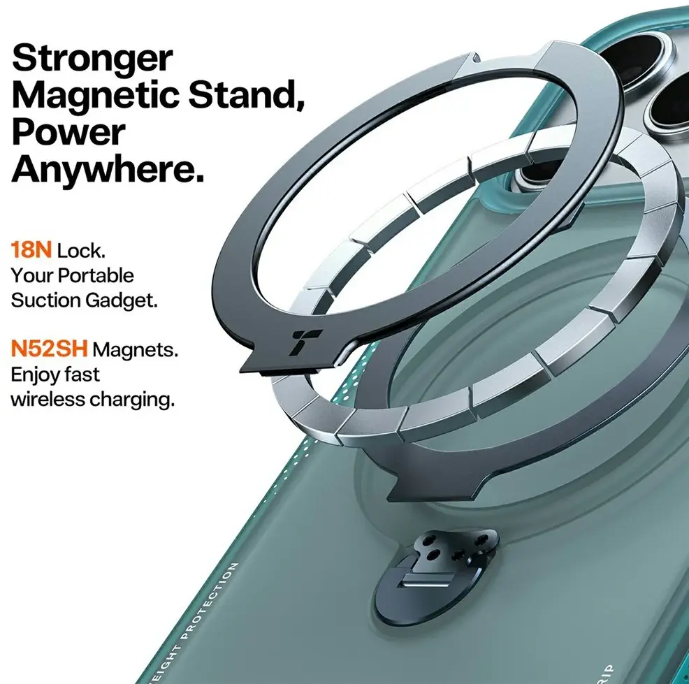 TORRAS Ostand Q3 Air Apple iPhone 17 Pro Max Hoesje MagSafe 360° Kickstand Groen afbeelding 6