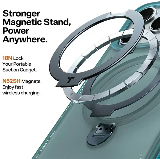 TORRAS Ostand Q3 Air Apple iPhone 17 Pro Max Hoesje MagSafe 360° Kickstand Groen afbeelding 6