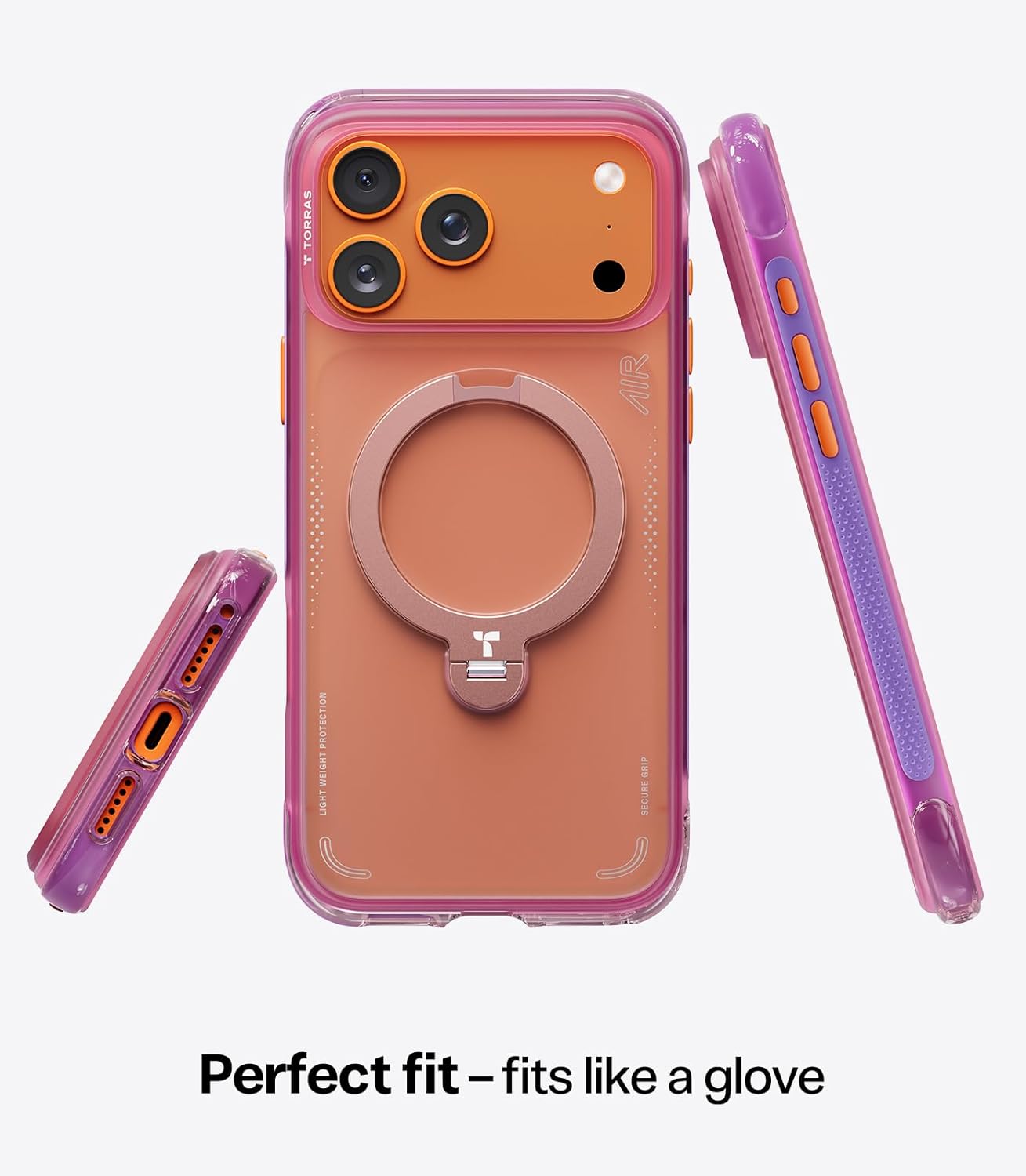 TORRAS Ostand Q3 Air Apple iPhone 17 Pro Hoesje MagSafe 360° Kickstand Roze afbeelding 8