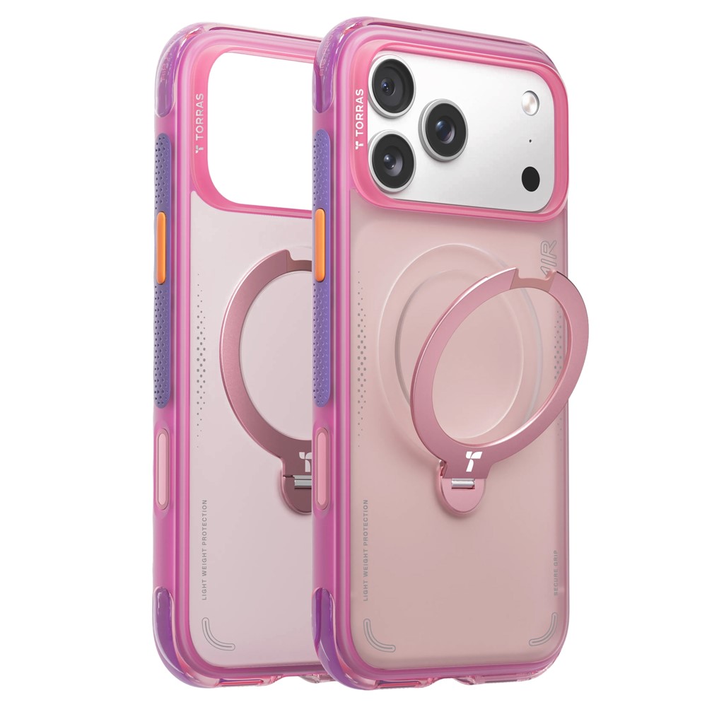 TORRAS Ostand Q3 Air Apple iPhone 17 Pro Hoesje MagSafe 360° Kickstand Roze afbeelding 1