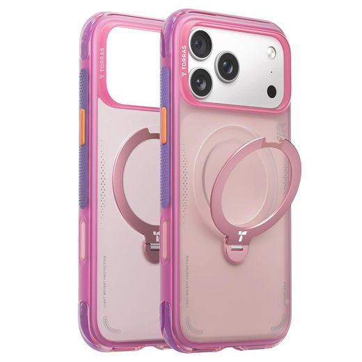 TORRAS Ostand Q3 Air iPhone 17 Pro Max Hoesje MagSafe 360° Kickstand Roze afbeelding 1