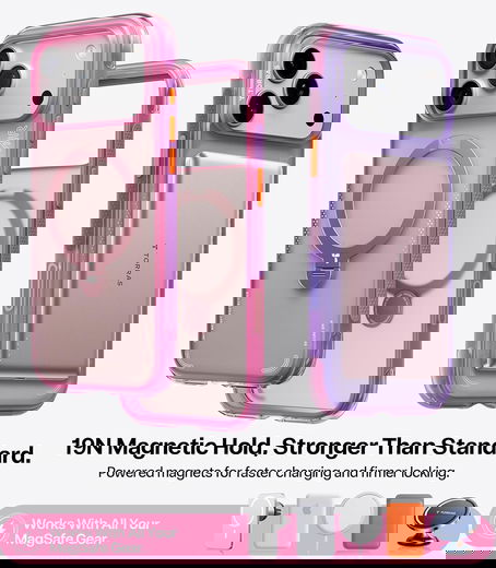 TORRAS Ostand Q3 Air iPhone 17 Pro Max Hoesje MagSafe 360° Kickstand Roze afbeelding 6