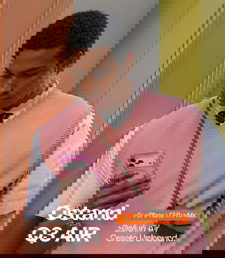 TORRAS Ostand Q3 Air iPhone 17 Pro Max Hoesje MagSafe 360° Kickstand Roze afbeelding 9