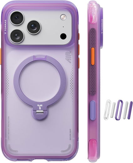 TORRAS Ostand Q3 Air Apple iPhone 17 Pro Hoesje MagSafe 360° Kickstand Paars afbeelding 2