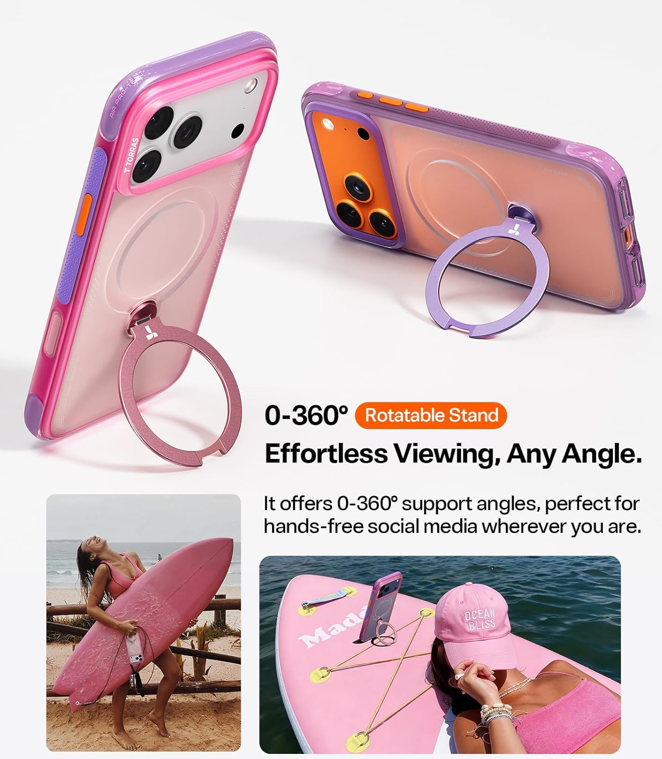 TORRAS Ostand Q3 Air Apple iPhone 17 Pro Hoesje MagSafe 360° Kickstand Paars afbeelding 5