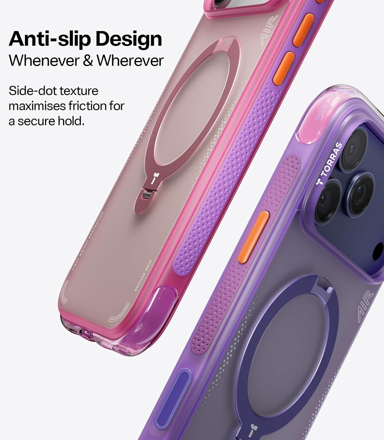 TORRAS Ostand Q3 Air iPhone 17 Pro Max Hoesje MagSafe 360° Kickstand Paars afbeelding 5
