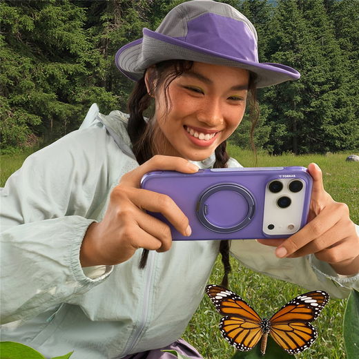 TORRAS Ostand O3 Air iPhone 17 Pro Max Hoesje MagSafe 360° Kickstand Paars afbeelding 3